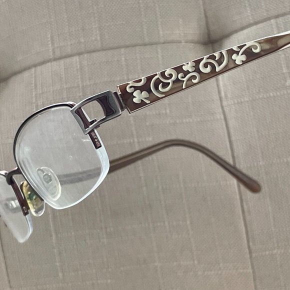 La Scala Women Eyeglasses Frame Half Rim Brown Tone Metal Glasses Frame 51]18 - Picture 6 of 13